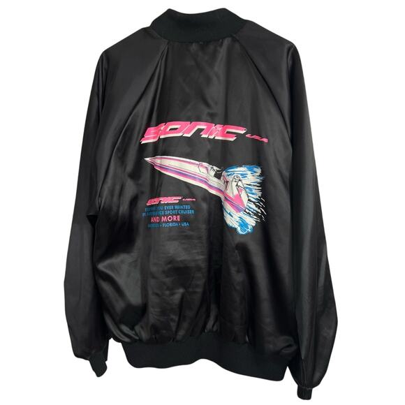 Vintage 80s Sonic Performance Power Boats Satin Racing Jacket Men’s XL CLEAN - Picture 1 of 9